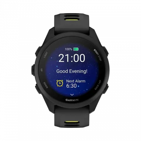 Смарт-годинник Garmin Forerunner 170 Black чорний з Black/Amp Yellow чорним/жовтим силіконовим ремінцем