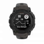 Смарт-годинник Garmin Instinct E 40 мм Black чорний з Charcoal коричневим силіконовим ремінцем