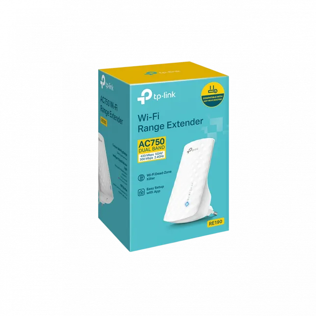 Розширювач покриття WiFi TP-LINK RE190 AC750, MESH