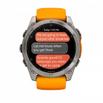 Смарт-годинник Garmin Fenix 8 51мм, AMOLED Sapphire, Titanium з Spark Orange/Graphite помаранчевим силіконовим ремінцем