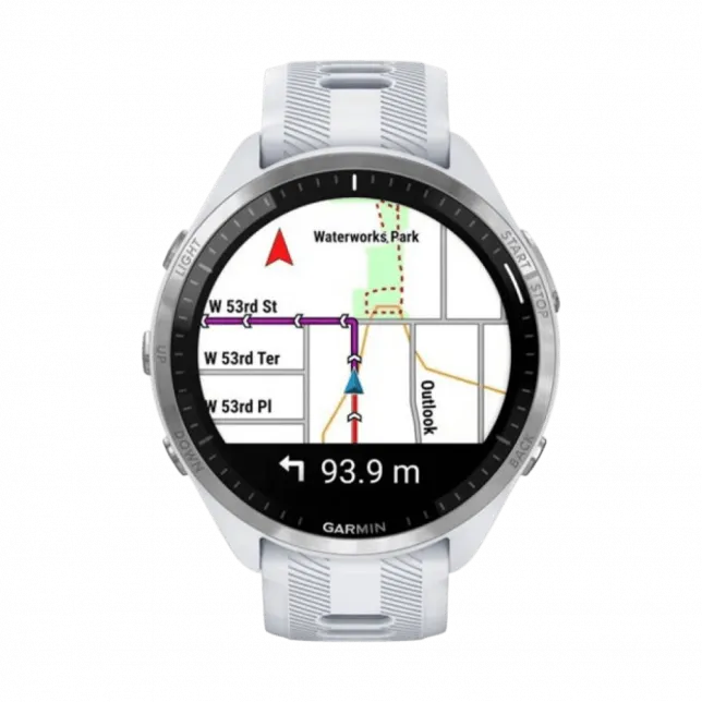 Смарт-годинник Garmin Forerunner 965 Titanium Bezel з Whitestone корпусом та Whitestone/Powder Grey силіконовим ремінцем