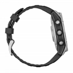 Смарт-годинник Garmin Fenix E 47мм, AMOLED Stainless Steel з чорним силіконовим ремінцем