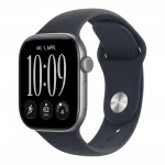 Apple Watch Series 12 GPS 46mm Space Gray Aluminum Case with Navy Blue Sport Band M/L (MJEJ4)