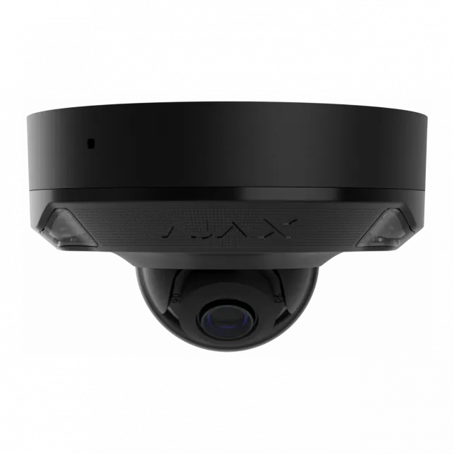 IP-Камера дротова Ajax DomeCam Mini HL black, 5мп, 2.8мм, гібридне підсвічування IR 15м, білий Led 15м, Poe, True WDR, IP 65, ІЧ 15м, аудіо, кут огляду 100° до 110°, міні купольна, чорна