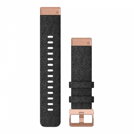 Ремінець QuickFit 20 мм, Heathered Black чорний, Rose Gold застібка, нейлоновий