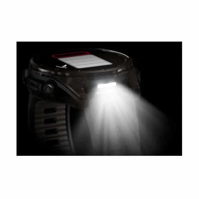 Смарт-годинник Garmin Fenix 8 43мм, AMOLED Sapphire, Carbon Grey DLC Titanium з Black/Pebble Grey чорним силіконовим ремінцем