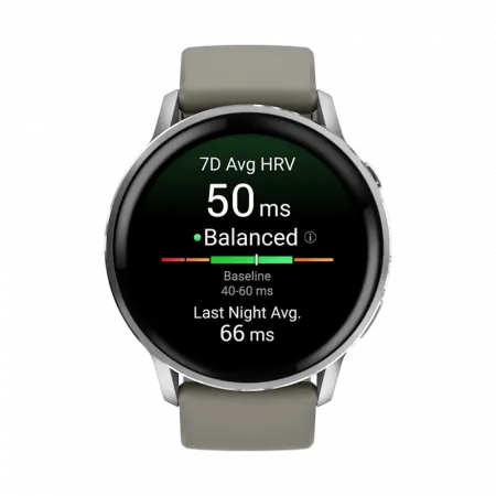 Смарт-годинник Garmin Venu 4 Silver з Silver Gray сірим силіконовим ремінцем
