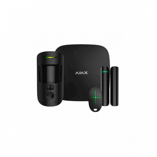 Комплект охоронної сигналізації Ajax HDR StarterKit Cam, hub 2, motioncam HDR, doorprotect, spacecontrol, jeweller, бездротовий, чорний