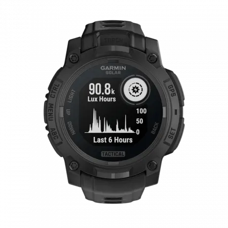 Смарт-годинник Garmin Instinct 3 45 мм, Solar, Tactical Edition Black чорний з чорним силіконовим ремінцем