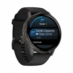 Смарт-годинник Garmin Venu 4 45 мм Slate з Black чорним силіконовим ремінцем