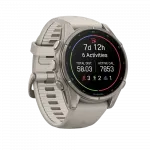 Смарт-годинник Garmin Fenix 9 43мм, Titanium з Fog Gray сірим силіконовим ремінцем