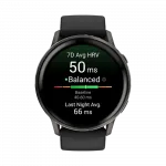 Смарт-годинник Garmin Venu 4 45 мм Slate з Black чорним силіконовим ремінцем