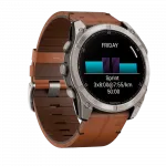 Смарт-годинник Garmin Fenix 8 51мм, AMOLED Sapphire, Titanium з Chestnut коричневим шкіряним ремінцем