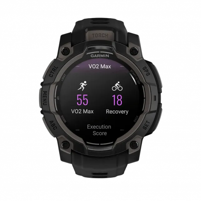 Смарт-годинник Garmin Instinct 3 45 мм, AMOLED Black чорний з Black чорним силіконовим ремінцем