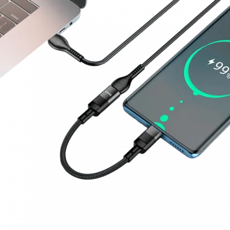 Перехідник Hoco Type-C to lightning (P+M) 10см Black U107