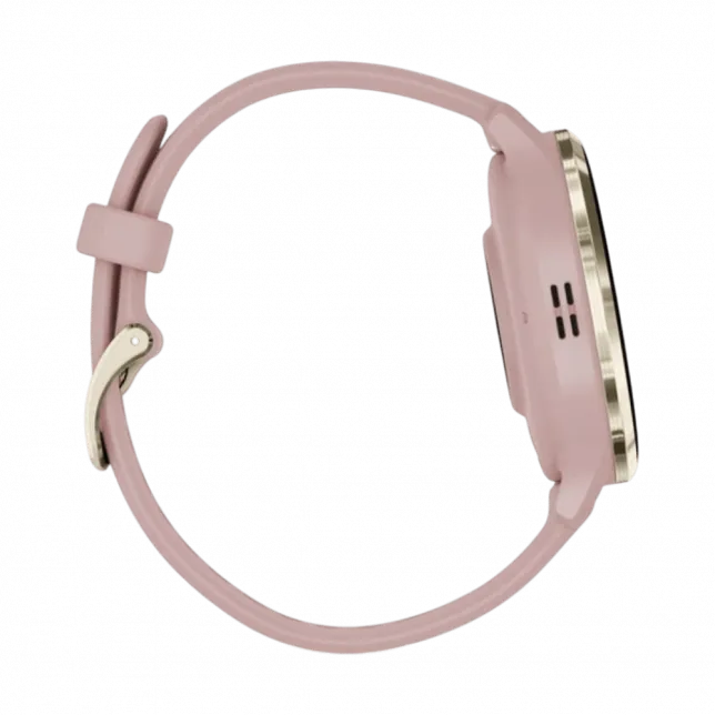 Смарт-годинник Garmin Venu 3S Soft Gold Stainless Steel Bezel з Dust Rose рожевим корпусом та силіконовим ремінцем