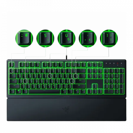 Клавіатура мембранна Razer Ornata V3 X 104key, USB-A, EN/UK, RGB, чорний