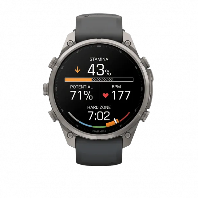 Смарт-годинник Garmin Fenix 9 Pro 47мм, Titanium з Graphite/Black темно-сірим/чорним силіконовим ремінцем