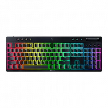 Клавіатура механічна Razer BlackWidow V4 Low-profile HyperSpeed, 104key, Green Switch, USB-A/WL/BT, EN, RGB, чорний