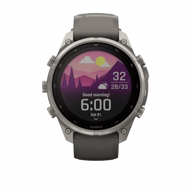 Смарт-годинник Garmin Fenix 9 Pro - inReach, Solar, 47мм Titanium з Pebble Grey темно-сірим силіконовим ремінцем