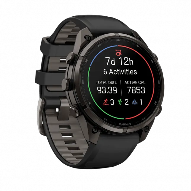 Смарт-годинник Garmin Fenix 9 Pro 47мм, Carbon Gray DLC Titanium з Black/Pebble Grey чорним/темно-сірим силіконовим ремінцем