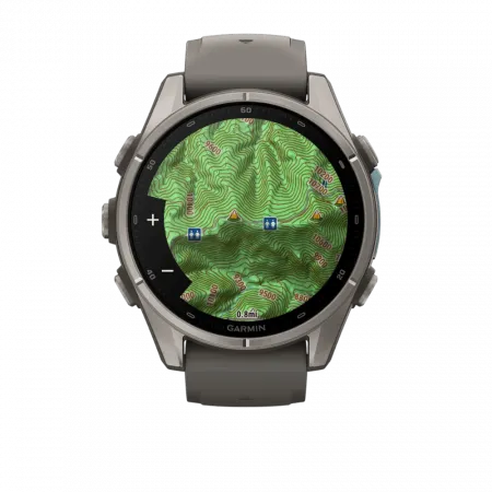 Смарт-годинник Garmin Fenix 9 43мм, Titanium з Pebble Gray темно-сірим силіконовим ремінцем