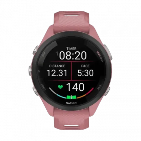 Смарт-годинник Garmin Forerunner 265S з Light Pink корпусом та Light Pink/Powder Grey рожевим силіконовим ремінцем