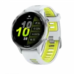 Смарт-годинник Garmin Forerunner 970 Titanium з Whitestone корпусом та Whitestone/Translucent Amp Yellow білим силіконовим ремінцем
