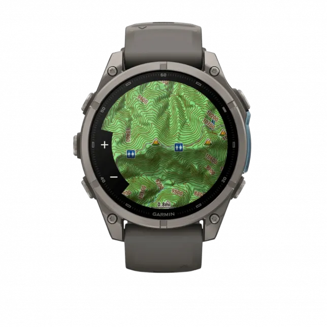 Смарт-годинник Garmin Fenix 9 47мм, Titanium з Pebble Gray темно-сірим силіконовим ремінцем