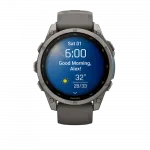 Смарт-годинник Garmin Fenix 9 47мм, Titanium з Pebble Gray темно-сірим силіконовим ремінцем