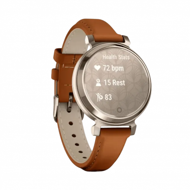 Смарт-годинник Garmin Lily 2 Classic Cream Gold з Tan коричневим шкіряним ремінцем