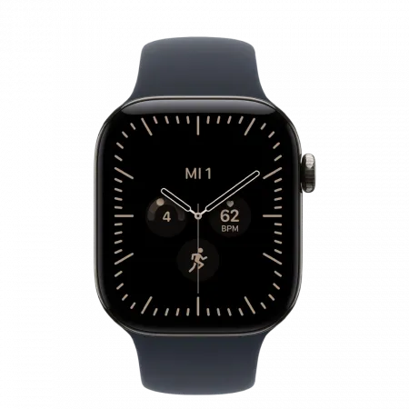 Apple Watch Series 12 GPS + LTE 42mm Natural Titanium Case with Navy Blue Sport Band - S/M (MJGF4)