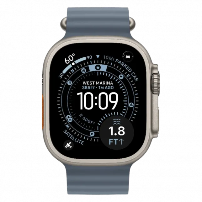 Apple Watch Ultra 3 GPS + LTE, 49mm Natural Titanium Case with Anchor Blue Ocean Band