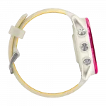 Смарт-годинник Garmin Forerunner 570 42мм Raspberry Aluminum з Translucent Bone/Mango світло-бежевим силіконовим ремінцем