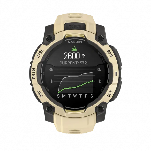 Смарт-годинник Garmin Instinct 3 45 мм, AMOLED Citrine бежевий з Citrine бежевим силіконовим ремінцем
