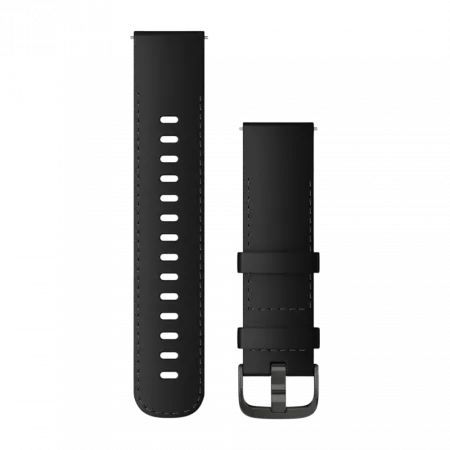 Ремінець Quick Release 22 мм, Black чорний, Brushed Slate застібка, шкіра