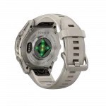 Смарт-годинник Garmin Fenix 9 43мм, Titanium з Fog Gray сірим силіконовим ремінцем