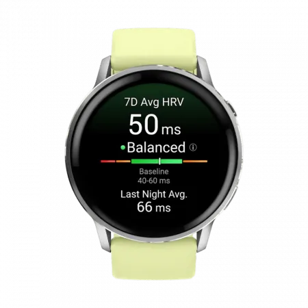 Смарт-годинник Garmin Venu 4 45 мм Silver з Citron світло-жовтим силіконовим ремінцем