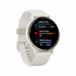 Смарт-годинник Garmin Vivoactive 5 Cream Gold Aluminum Bezel з корпусом кольору слонова кістка Ivory та силіконовим ремінцем