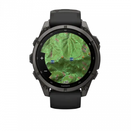 Смарт-годинник Garmin Fenix 9 47мм, Carbon Grey DLC Titanium з Black чорним силіконовим ремінцем