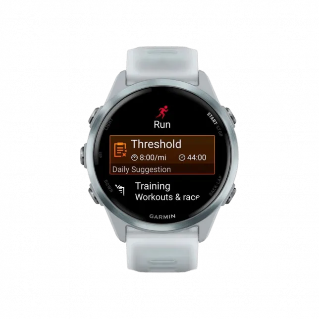 Смарт-годинник Garmin Forerunner 570 42мм Cloud Blue Aluminum з Translucent Whitestone/Cloud Blue білим силіконовим ремінцем