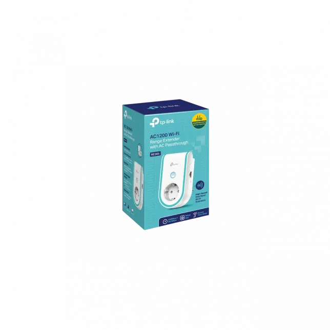 Розширювач покриття WiFi TP-LINK RE365 AC1200б 1хFE LAN, MESH, Розетка