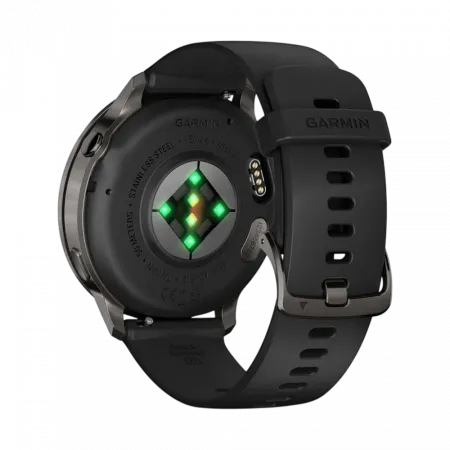 Смарт-годинник Garmin Venu 4 45 мм Slate з Black чорним силіконовим ремінцем