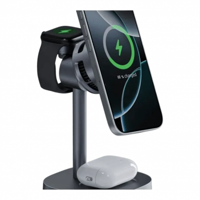 Зарядний пристрій бездротовий Senteo D2 Navi Stand 3in1 45W Black