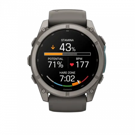 Смарт-годинник Garmin Fenix 9 51мм, Titanium з Pebble Gray темно-сірим силіконовим ремінцем