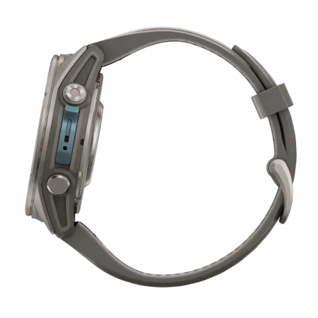 Смарт-годинник Garmin Fenix 9 43мм, Titanium з Pebble Gray темно-сірим силіконовим ремінцем