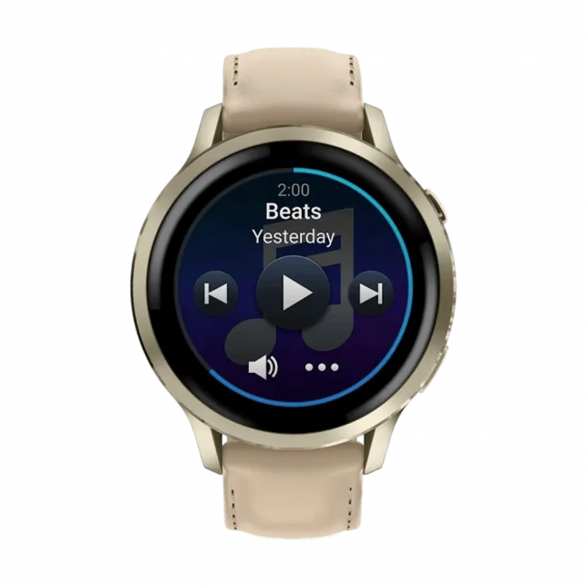 Смарт-годинник Garmin Venu 4 41 мм Lunar Gold з Bone світло-бежевим силіконовим та Light Sand бежевим шкіряним ремінцями