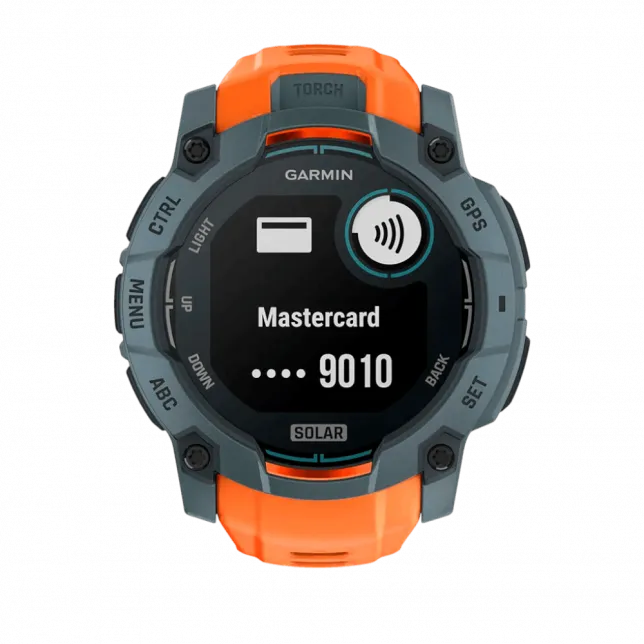 Смарт-годинник Garmin Instinct 3 50 мм, Solar Twilight сірий з Solstice помаранчевим силіконовим ремінцем