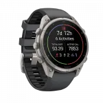 Смарт-годинник Garmin Fenix 9 Pro 47мм, Titanium з Graphite/Black темно-сірим/чорним силіконовим ремінцем