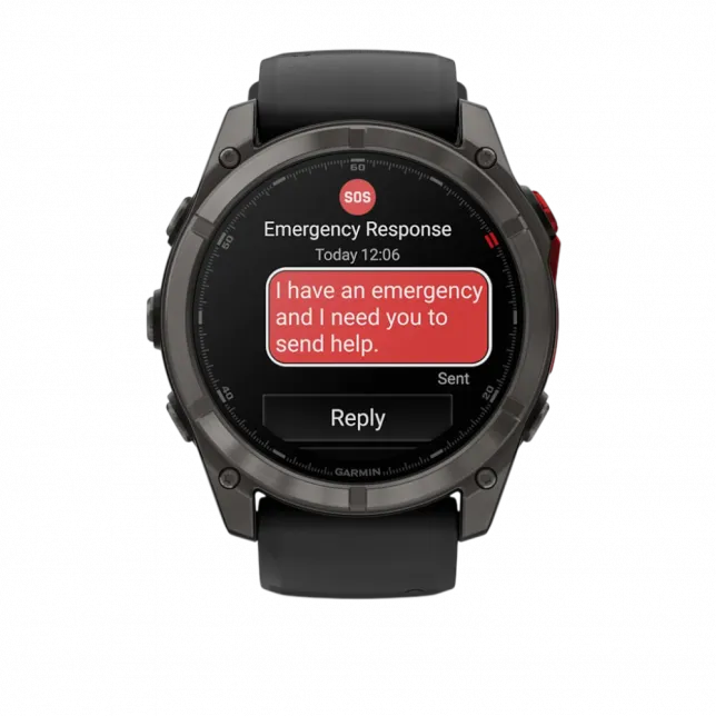 Смарт-годинник Garmin Fenix 8 51мм, MicroLED Sapphire, Titanium, Carbon Gray DLC з Black/Pebble Grey чорним/сірим силіконовим ремінцем